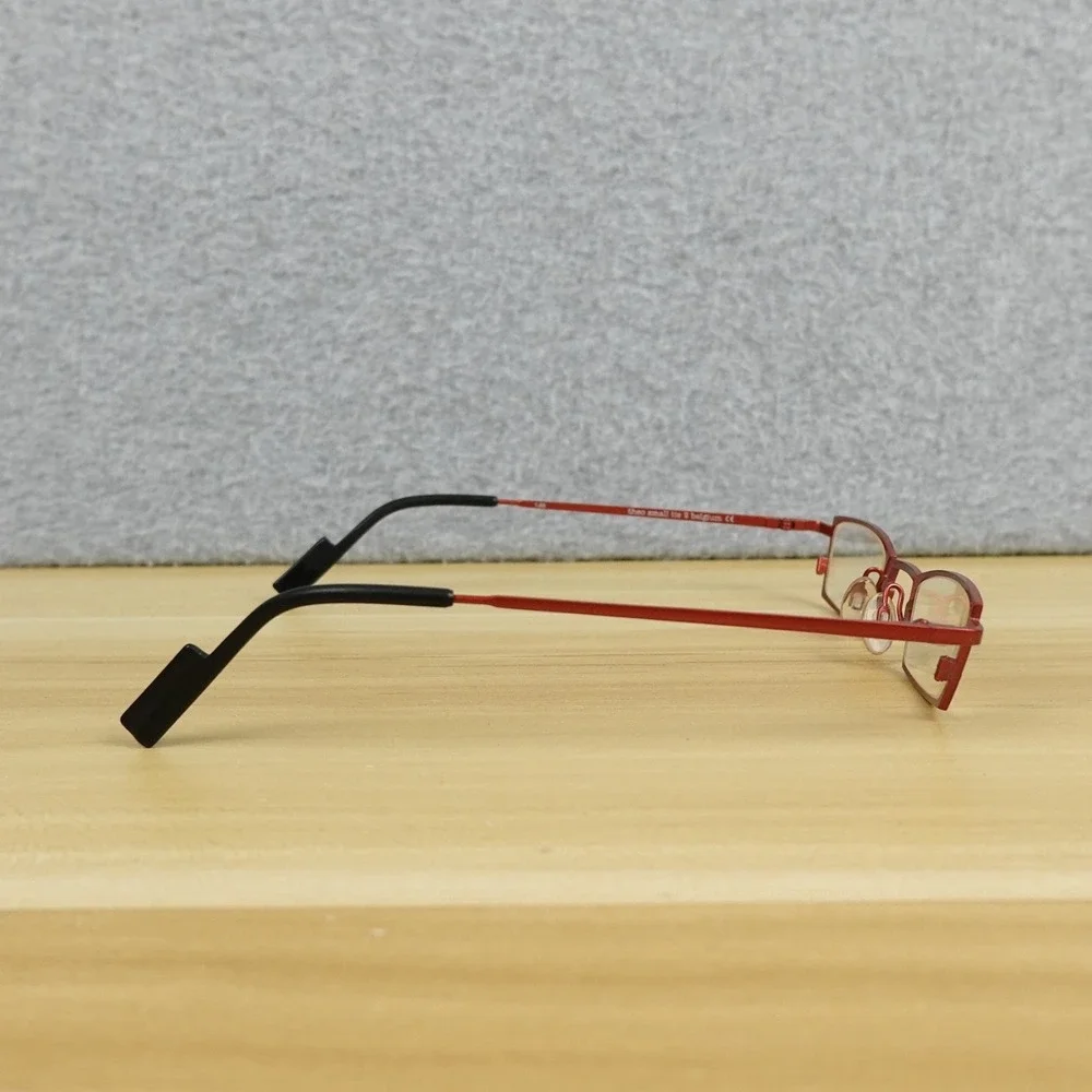 Theo Small Tie 2 Eyeglasses FRAMES Womens Belgium Red Gray Cat Eye 146 Titanium